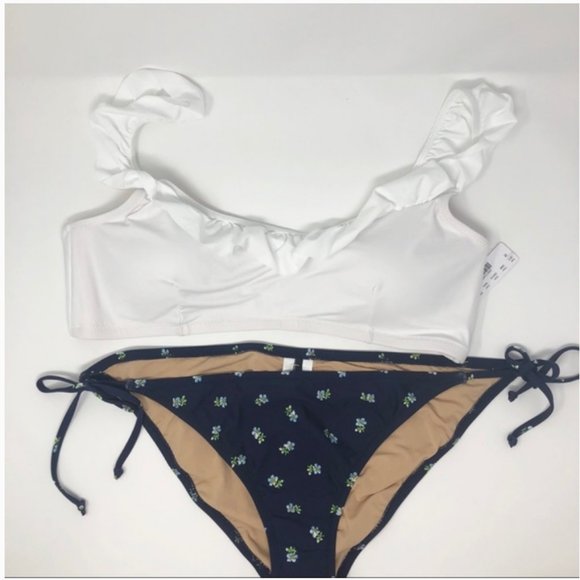 J. Crew Ruffle String Bikini, Tiny Bouquet Floral - Picture 2 of 5